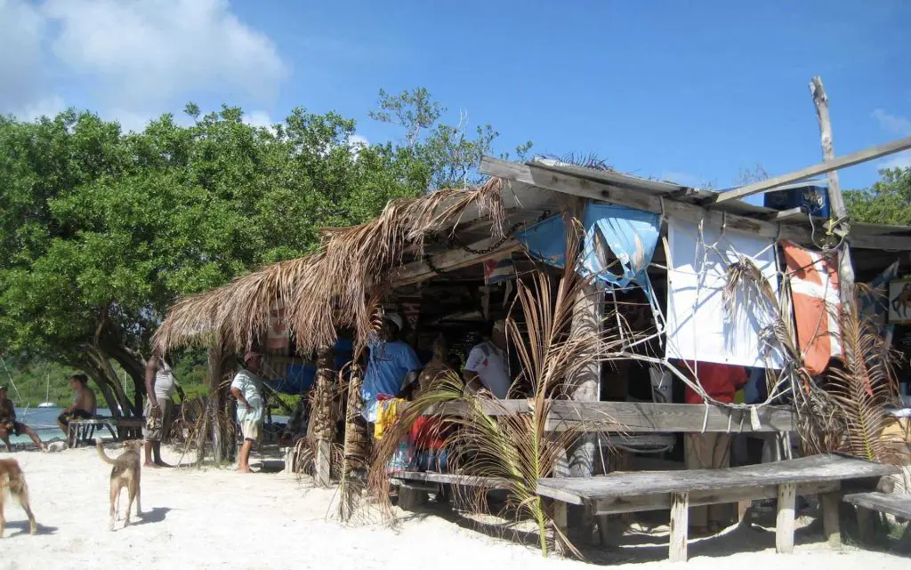 Roger's Barefoot Beach Bar on Hog Island in Grenada