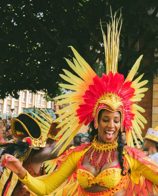 A woman in costume at the Carnival Parade in Aruba