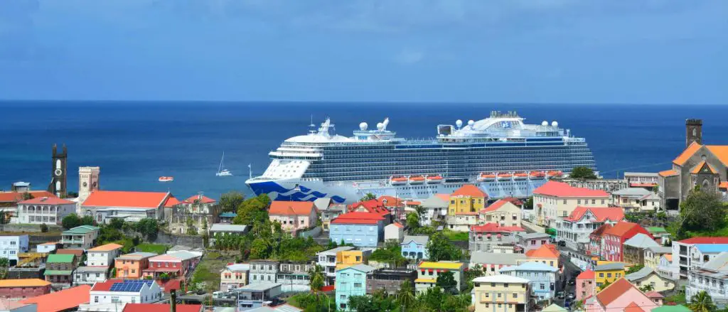 Cruise ship docked at Melville Cruise Terminal in Grenada.