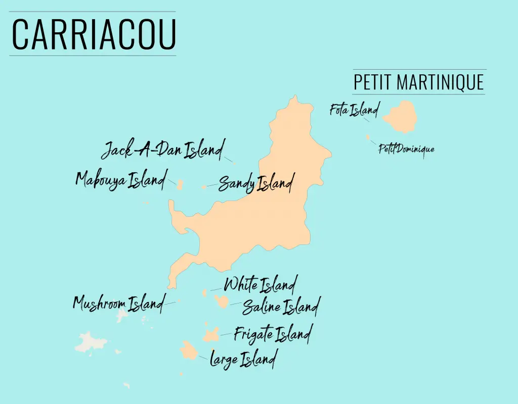 The tiny islands around Carriacou and Petit Martinique